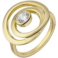 JOBO Silberring, 925 Silber vergoldet mit 1 Zirkonia