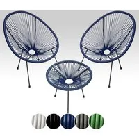 sunnypillow Gartenstuhl 2er Set Acapulco Gartenstühle mit Tisch, Blau