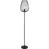 EGLO Stehlampe NEWTOWN Stehleuchte, schwarz, Stahl, E27, Schalter, ohne Leuchtmittel, Schlicht, Vintage, Retro, Wohnzimmer, Schlafzimmer, 159,5x27,5x23cm