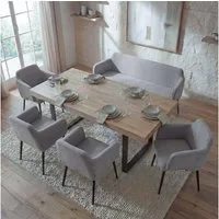 MCW Essgruppe MCW-L13-Set-4, (Set, 5er), Hohe Stoffqualität, Schraubfüße zum Ausgleichen von Bodenunebenheiten