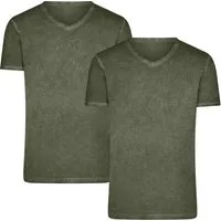 James & Nicholson T-Shirt Doppelpack Figurbetontes Herren T-Shirt mit Spray Print JN976 (Doppelpack, 2er-Pack) Trendiges T-Shirt mit V-Ausschnitt