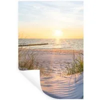 MuchoWow Wandsticker Strand - Sonne - Düne - Gras - Sand - Horizont (1 St), Wandaufkleber, Selbstklebend, Wohnzimmer, 20x30 cm