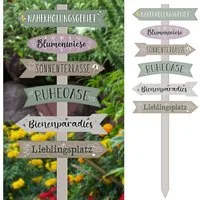 CEPEWA Gartenstecker Gartenschild Wegweiser 6 Planken