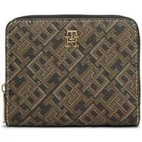 Tommy Hilfiger Geldbörse TH ICON MED ZA W/FLAP MONO PRINT, Damen Portemonnaie, Geldbeutel mit farbigen TH-Logoprint