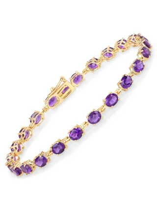 Vira Jewels Armband 925-Sterling Silber vergoldet Glänzend Amethyst lila