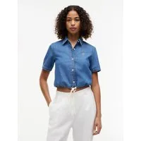 Tommy Hilfiger Jeansbluse BOXY TIE SHIRT MIA SS Baumwolle
