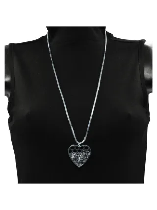Steuer Modeschmuck Kette Rhodiumfarbener Herzanhänger an Metallkette