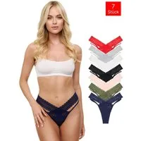 Tazzio String 7er-Pack Damen Tanga Unterhose F919 (Packung, 7-St., 7er-Pack) zeitlos und unsichtbar unter deiner Kleidung