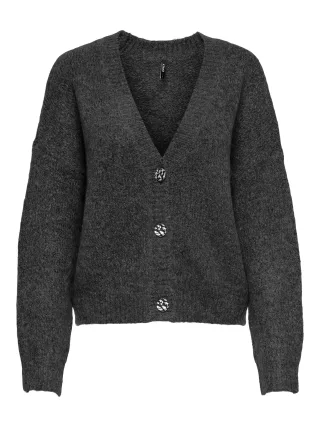 ONLY - ONLZOEY L/S V-NECK CARDIGAN KNT NOOS Dark Grey Melange - Gr. - M