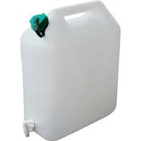 Wasserkanister 20 L, Wasserbehälter weiß/transparent, mit Ablasshahn