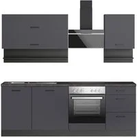 KOCHSTATION Küchenzeile KS-Frieda Breite 220 cm, wahlweise mit E-Geräten, mit 38mm starker Arbeitsplatte