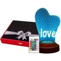 Geschenkelampe LED Nachttischlampe Herz Liebe Gravur mehrfarbige 3D Nachtlicht Valentinstagsgeschenk, Farbwechsel, Leuchte 7 Farben fest integriert, Valentinstagsgeschenk für Freundin, Sie, Ehefrau, Verlobte