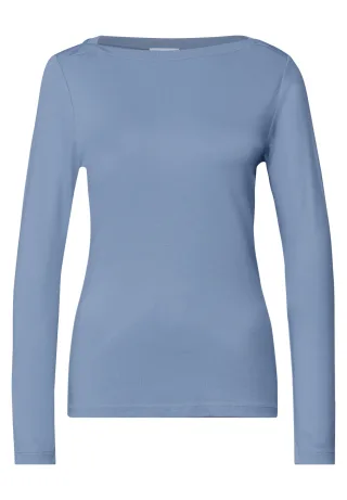 Street One - Basic Shirt mit U-Boot-Ausschnitt northern blue - Gr. - 36