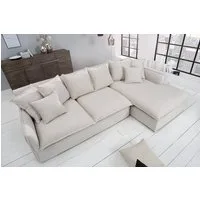riess-ambiente Ecksofa HEAVEN 255cm natur - Flachgewebe, Pappelholz, inkl. Kissen, Federkern, Einzelartikel 1 Teile, L-Förmig & abnehmbarer Rundumbezug - Landhaus-Stil ideal f. Wohnzimmer