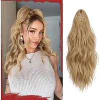 LuxusKollektion Kunsthaar-Extension Pferdeschwanz Haarteil Klammer Damen 41cm Blond 27AM