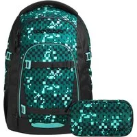 coocazoo Schulranzen Schulrucksack-Set MATE Pixel Blox 2-teilig (2-teilig), ergonomisch, Körpergröße: 135 - 180 cm, Easy-Grow-System