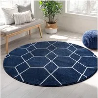 Sanat Teppich Trellis, rund, Höhe: 10 mm, Kurzflor, skandi, boho, auch als Läufer und in rund