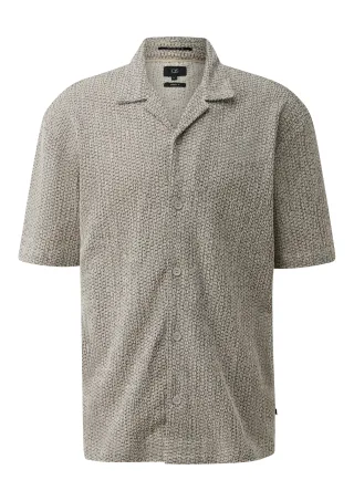 qs - Hemd beige/schwarz - Gr. - S