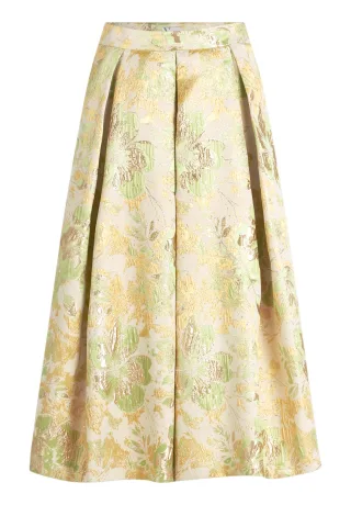 V by Vera Mont - Faltenrock Green/Yellow - Gr. - 34
