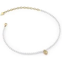 Guess Herzkette JUBN06090JWYGT/U, Damen-Perlenkette Herz Choker Goldfarben