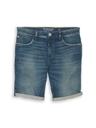 Tom Tailor - TTJOSH REGULAR SLIM Jeans Shorts mit Stretch mid stone green cast denim - Gr. - 40