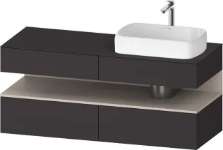Duravit Qatego Konsolenwaschtischunterbau wandhängend Graphit Supermatt 1400x550x600 mm - QA47660918 QA4766091800010
