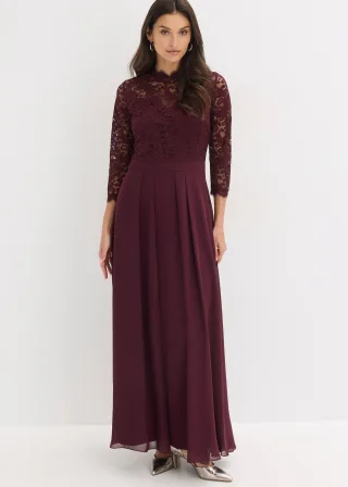 bonprix Maxikleid mit Spitze, rot, Gr.36, Bezauberndes Abendkleid mit Spitze im Oberteil und einem Rock aus strukturiertem Crepe sowie einem überlappendem Rock aus feinem Chiffon.