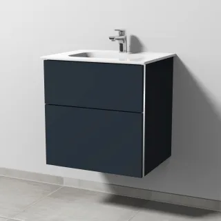 Sanipa 3way Keramik-Set Design Keramik-Waschtisch und Unterbau mit 2 Auszügen, Marine-Matt BP4791R