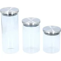Neuetischkultur Vorratsglas Vorratsgläser Set 3-teilig, Glas, (Set, 3-tlg., 1 Vorratsgläser 3er-Set in verschiedenen Größen mit Deckel), mit Edelstahldeckel