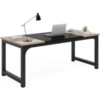 Tribesigns Schreibtisch 160/180x80 cm, großer Industrial Computertisch für Homeoffice (Rustikales Braun/Schwarz/Grau/Weiß), PC Tisch Bürotisch Arbeitstisch für Home Office zu Hause