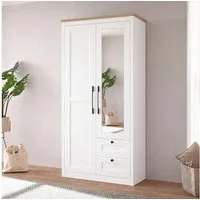 OTTO home Kleiderschrank Büsum Schlafzimmer Schrank mit 2 Türen und Spiegel (stabile robuste Bauweise mit optimaler Aufteilung - Breite 1m) Schlafzimmerschrank Landhaus Design Garderobe Schrank Bestseller