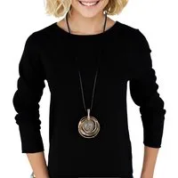 MIRROSI Lange Kette Damen Halskette mit elegantem Anhänger aus Metall ca.90cm lang (perfekt für Pullover, Bluse, Shirt)
