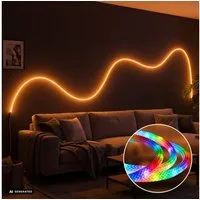 Briloner Leuchten LED Stripe Neon-Seil LED Band RGB IC Farbwechsel Fernbedienung Musiksensor, 2/5 m, Wohnzimmer, Party, Gaming