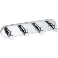 BRILLANTBAD® Hakenleiste BOMEGA Vierfachhaken Messing Chrom poliert Bad Küche > Bohren / Kleben