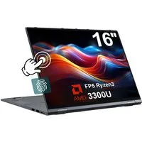 MENGHU 2-in-1 Laptop Tablet 16 Zoll Beleuchtete DE-Tastatur 16GB RAM Notebook (AMD FP5 Ryzen3 3300U, Radeon Vega 6, 16 GB, 512 GB SSD, 4-core CPU)