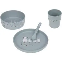 LÄSSIG Kindergeschirr-Set Tiny Farmer, Sheep/Goose Blue (4-tlg), 1 Personen, Polypropylen, Zellulose