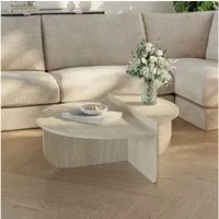 en.casa Couchtisch, »Tondesdaslo« mit doppelter Tischplatte 90x90x35 cm Travertin