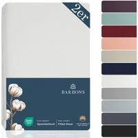 BARBONS Spannbettlaken Jersey 2er Bettlaken, 145 g/m² Spannbetttuch, bis zu 25cm Höhe, Topper, 100% Baumwolle, Gummizug: rundum, (2 Stück), Rundgummi, Atmungsaktiv