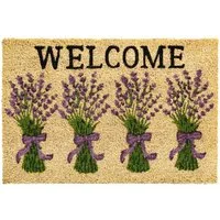 matches21 HOME & HOBBY Fußmatte Kokosmatte Lavendel Welcome Spruch als aussen Sauberlaufmatte, rechteckig, Höhe: 15 mm, Rutschfeste Kokos-Türmatte als Outdoor Schmutzfangmatte 40x60 cm