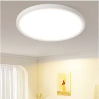 ZMH LED Deckenleuchte Whonzimmer ∅18CM Schwarz/Weiß Schlafzimmerlampe 15W für Küche Flur, Augenschutz, Einfache Installtion, LED fest integriert, Warmweiß, 3000K Flach Deckenlampe