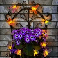 Online-Fuchs LED-Lichterkette Outdoor Solar mit 15 bunten Schmetterlingen oder Libellen für aussen, 15 warmweiße LEDs in Fiberglas-Optik - 480 cm Länge