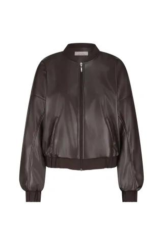 Studio Anneloes - Mayte faux leather bomber espresso - Gr. - L