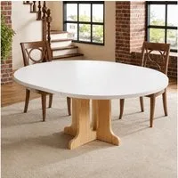 PEALOV Esstisch oval‑rund mit interner Erweiterungsplatte 90‑120 cm (1-St), Ausziehbarer Küchentisch für 4‑6 Personen