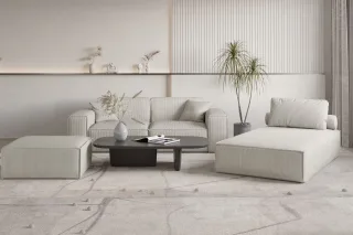 Polstermöbel Set 3-teilig CELES PREMIUM in Stoff Scala Sandgrau