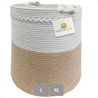 WIESEN.design Wäschekorb KNUT, Wäschekorb geflochten aus Baumwolle, faltbarer Wäschekorb, (Wäschetonne, Wäschetruhe, laundry basket, Wäschesammler, Aufbewahrungskorb groß, Korb geflochten), inkl. schwerem Wäschesack, gratis Versand