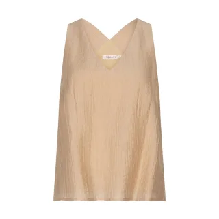 Esqualo - Ärmelloses Top mit V-Ausschnitt und Crinkle-Struktur beige - Gr. - 34