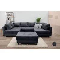 COLLECTION AB Wohnlandschaft Toni U-Form, B: 298 cm, Set: Sofa & Hocker, 3 Zierkissen, Federkern