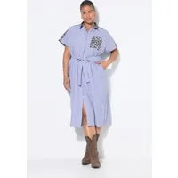 Studio Untold Hemdblusenkleid Hemdblusenkleid Oversize Shape Leo-Patch