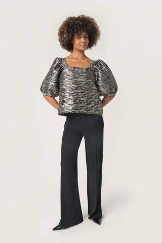 Kurzarm-Bluse Gerade Passform Zebra Jacquard animal