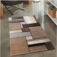 Carpetia Teppich Modern abstrakter Designerteppich mit Rechtecken in beige, rechteckig, Höhe: 13 mm